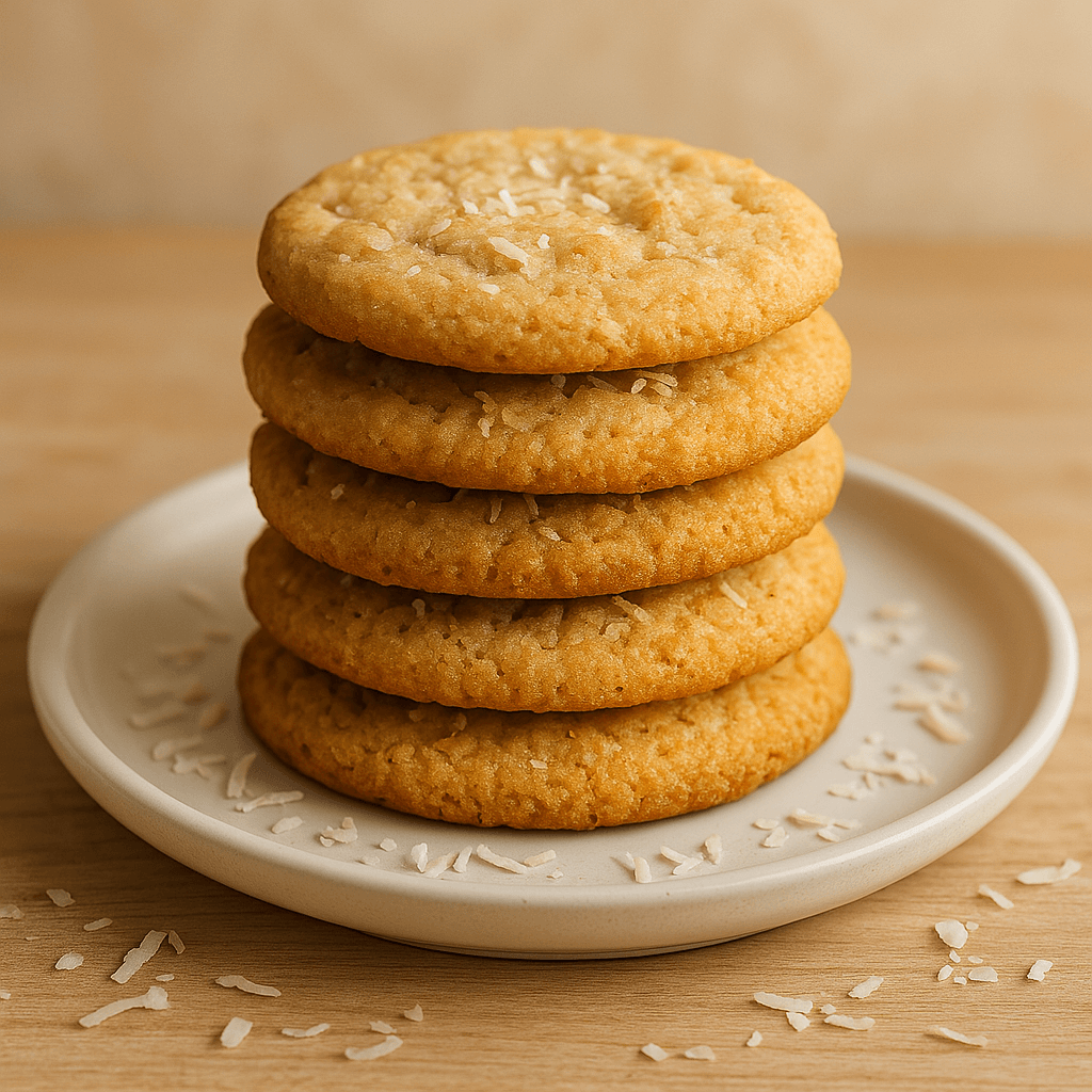 A stack of coconut cookies