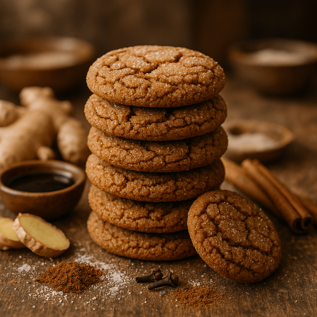 ginger molasses square compressed Stack of Ginger Molasses Cookies