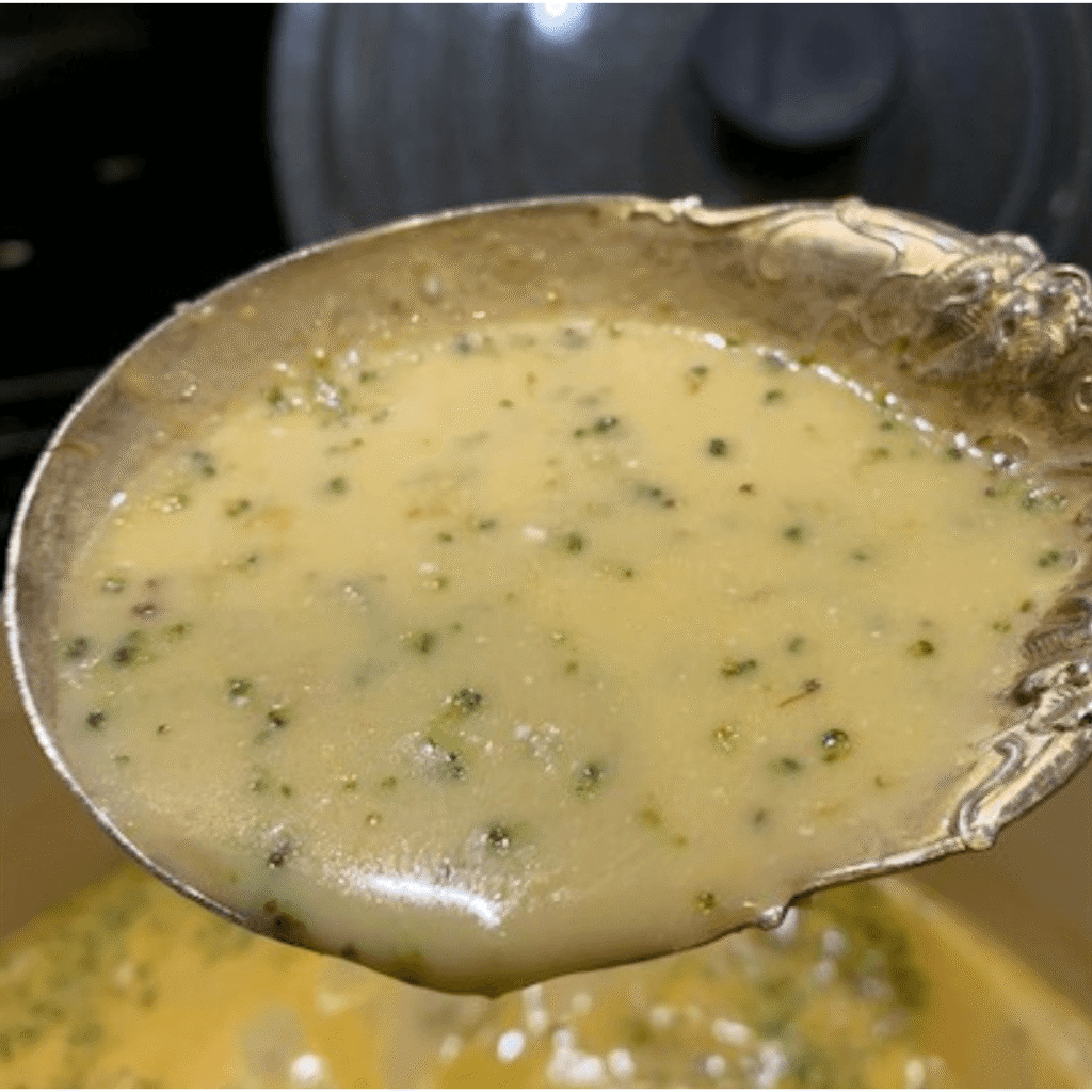 Brocolli Soup on a spoon