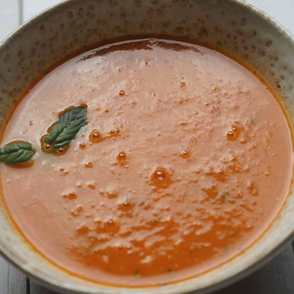 Roasted Tomato and Rice Soup in a Bowl